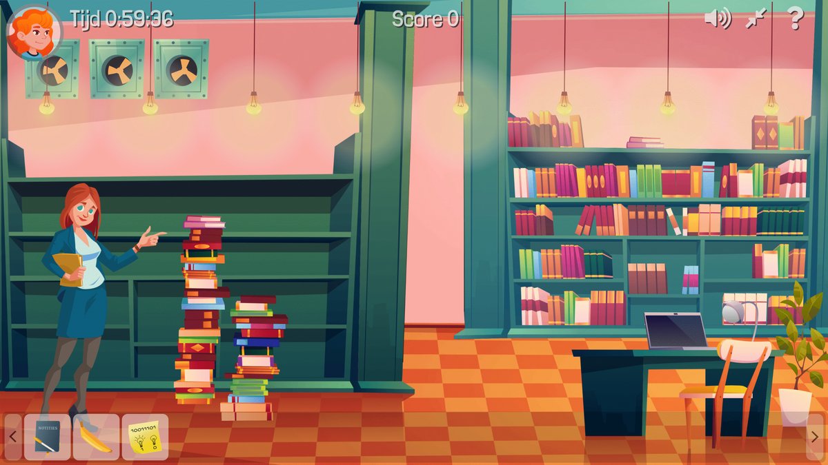 The game starts in the library