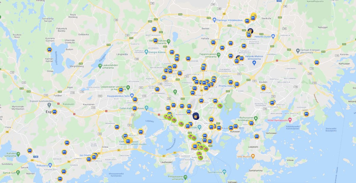 Live locations of public transport in Helsinki