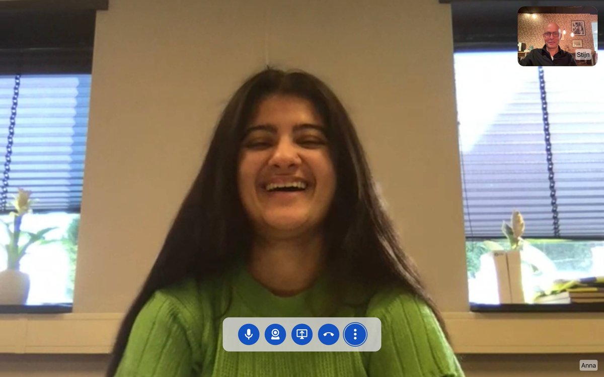 Video call with buttons for microphone, camera and screen sharing